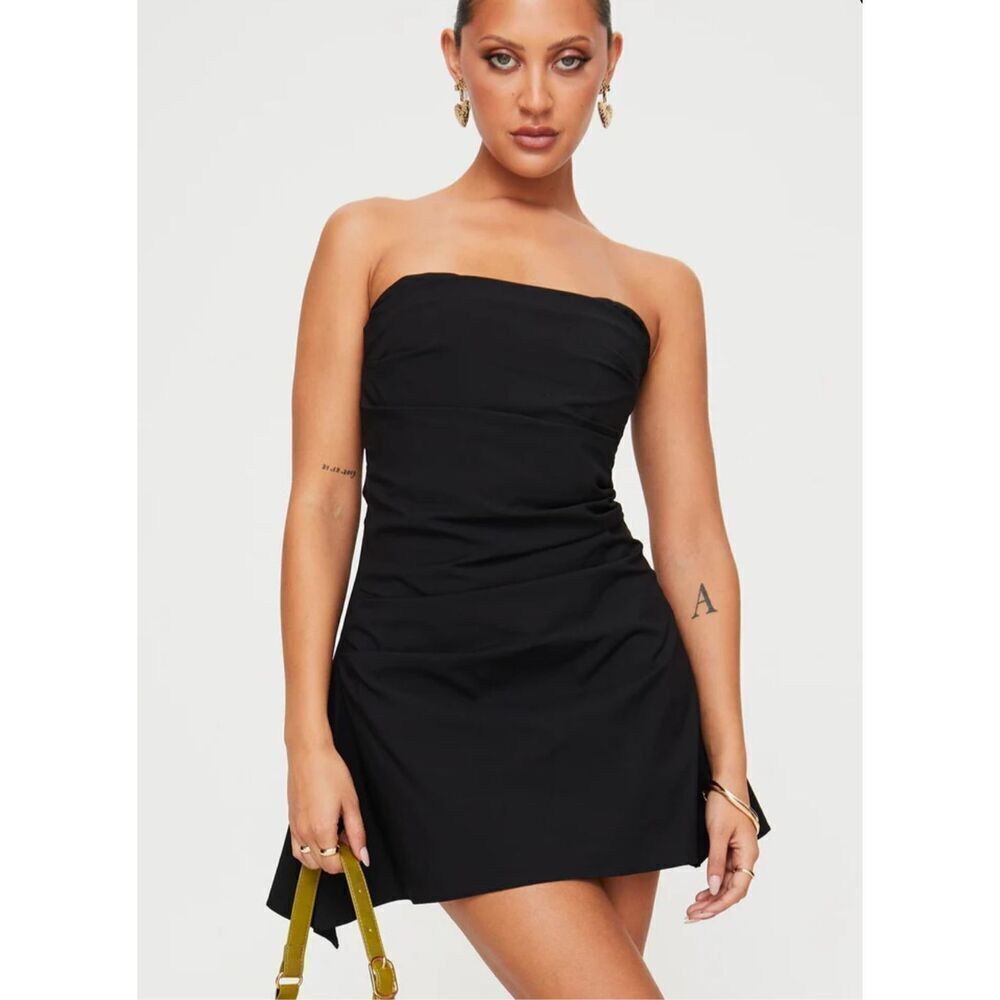 Princess Polly BRADWELL STRAPLESS MINI DRESS BLACK Size 6 Nwot